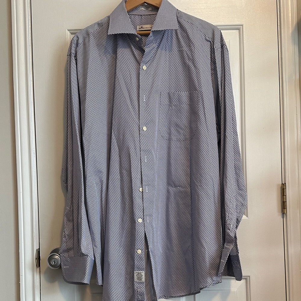 Peter Millar Blue and White Patterned Shirt